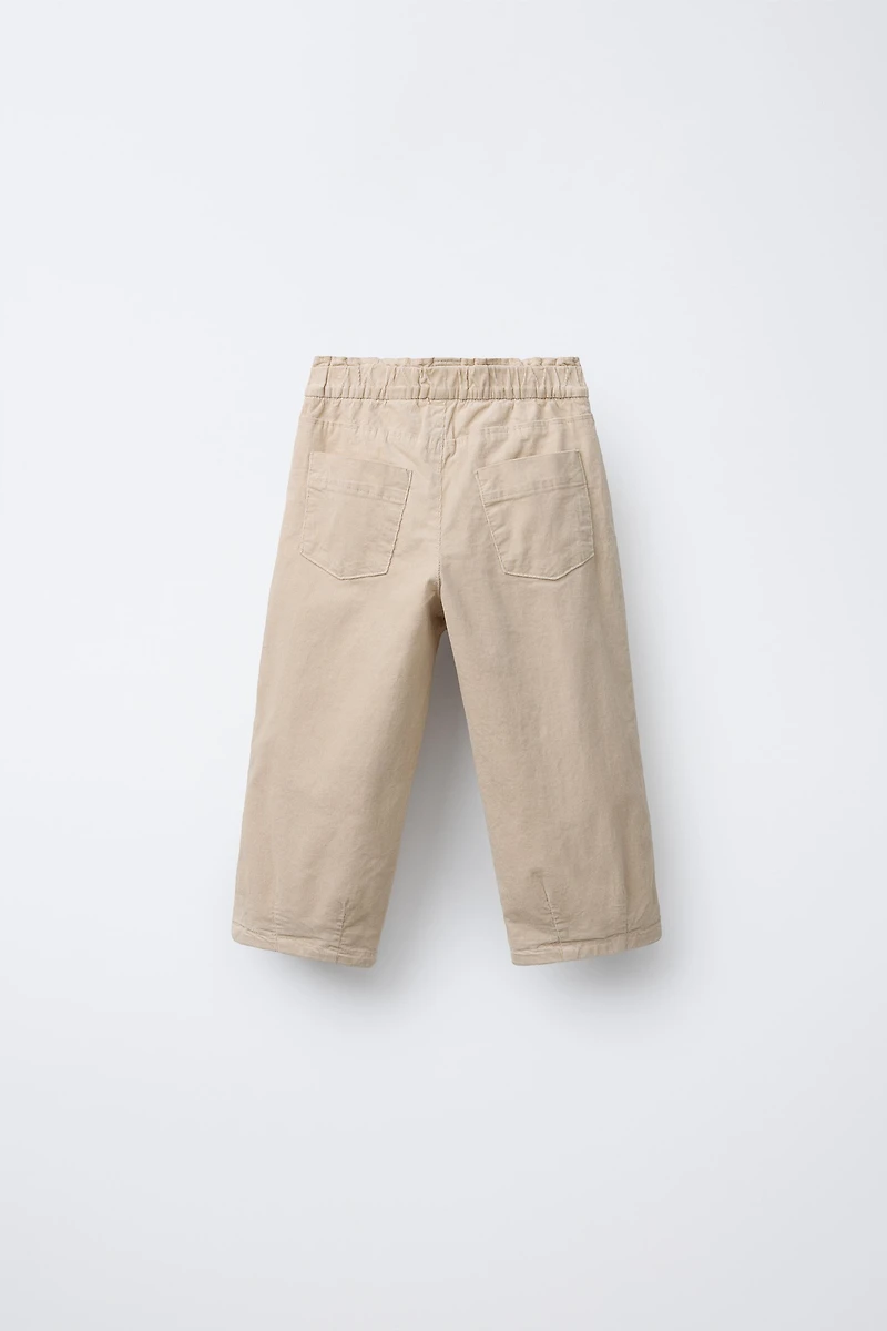 LINED FINE-WALED CORDUROY BAGGY PANTS