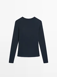Long-sleeve cotton blend T-shirt