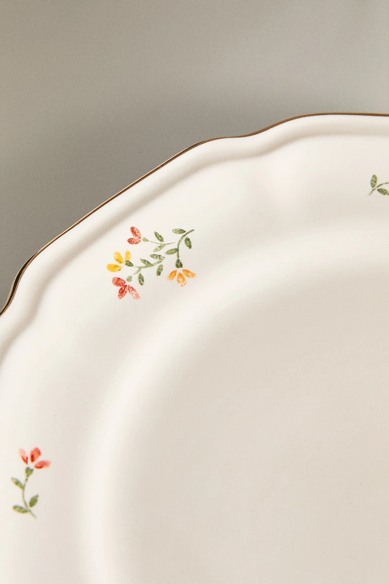 PORCELAIN DESSERT PLATE WITH FLORAL PRINT