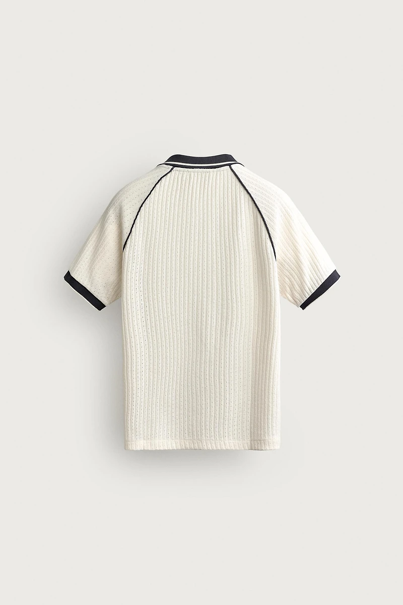 RETRO SOCCER JACQUARD CONTRAST POLO