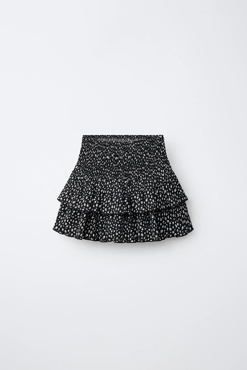 PRINTED RUFFLE SKIRT