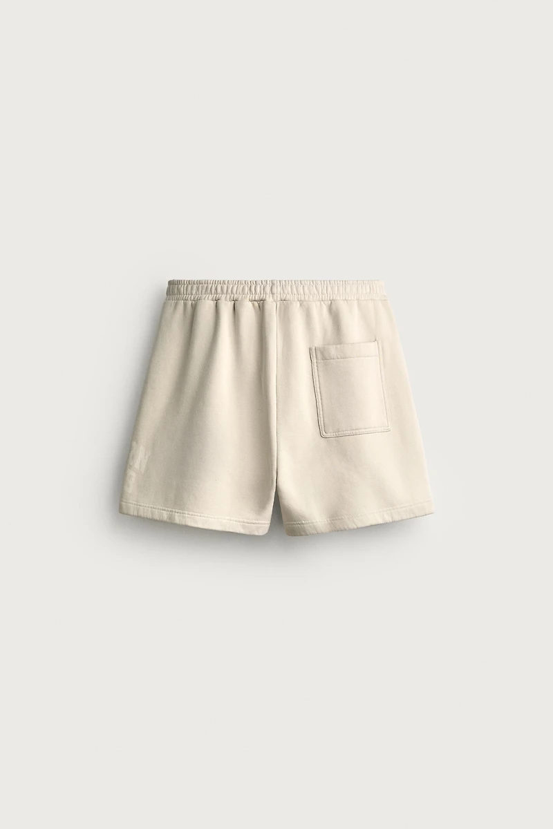 WASHED TEXT PRINT JOGGER SHORTS