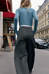 DOUBLE WAISTBAND WIDE-LEG PANTS