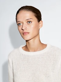 Knit alpaca blend crew neck sweater