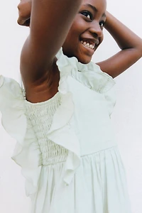 100% RAMIE RUFFLED DRESS
