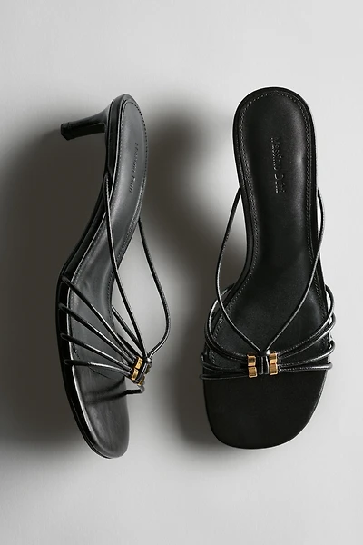 Strappy heeled sandals with embellished detail
