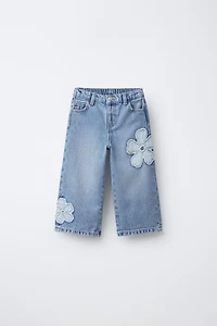 FLORAL WIDE LEG JEANS