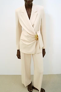 DOUBLE-BREASTED BLAZER WITH BUCKLE