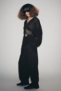 ZW COLLECTION MACRAMÉ V-NECK BLOUSE