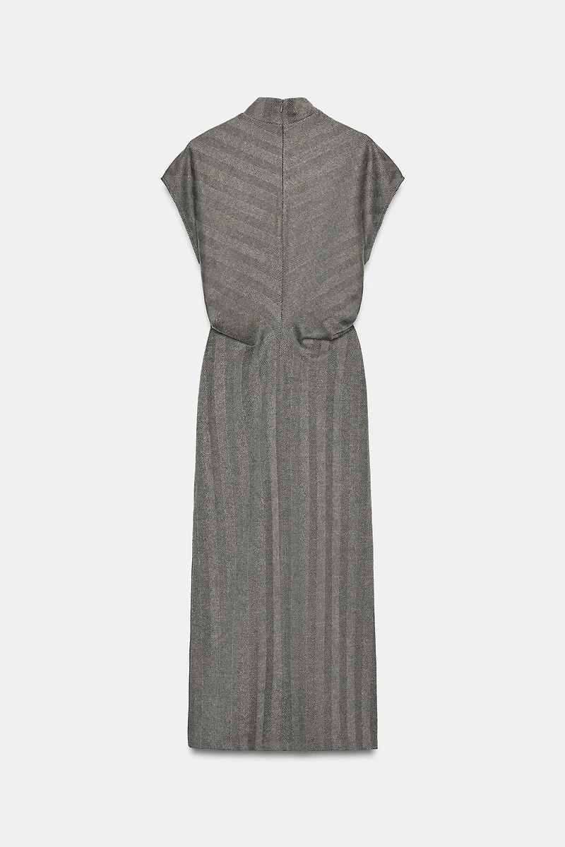 HERRINGBONE MIDI DRESS
