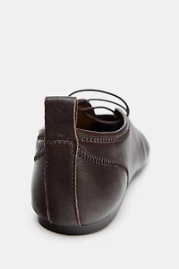 LEATHER LACE-UP BALLET FLATS