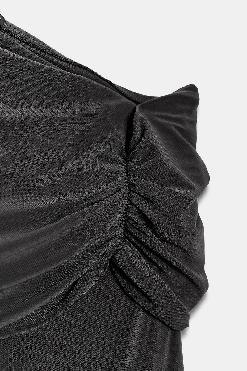 ASYMMETRIC RUCHED BODYSUIT