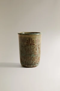 FLORAL CERAMIC TOOTHBRUSH TUMBLER
