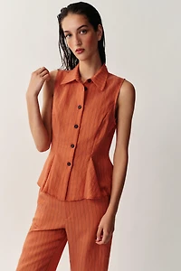 STRIPED PEPLUM VEST