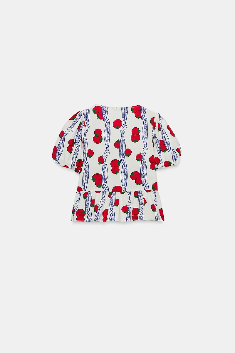 CHEMISE IMPRIMÉE À LACETS