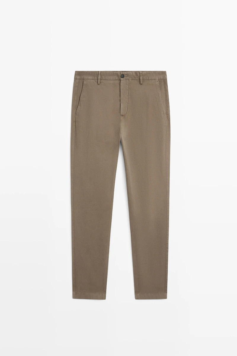 Slim-fit micro-textured trousers