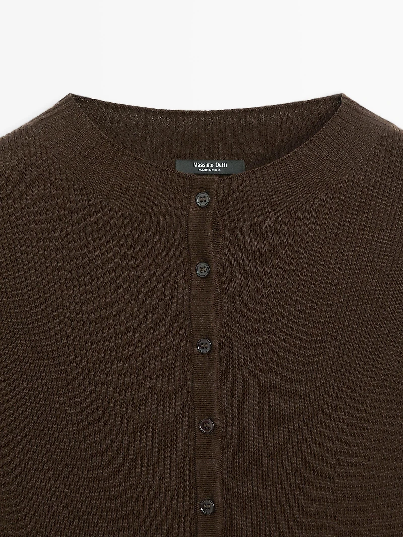 Ribbed wool blend cardigan