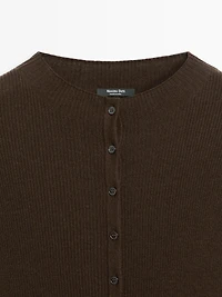 Ribbed wool blend cardigan