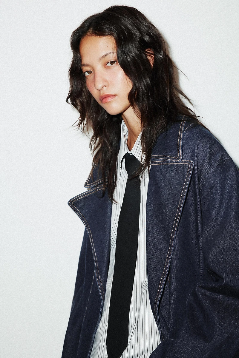 TRF DENIM SHORT TRENCH COAT