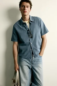 COTTON LINEN BLEND REGULAR FIT SHIRT
