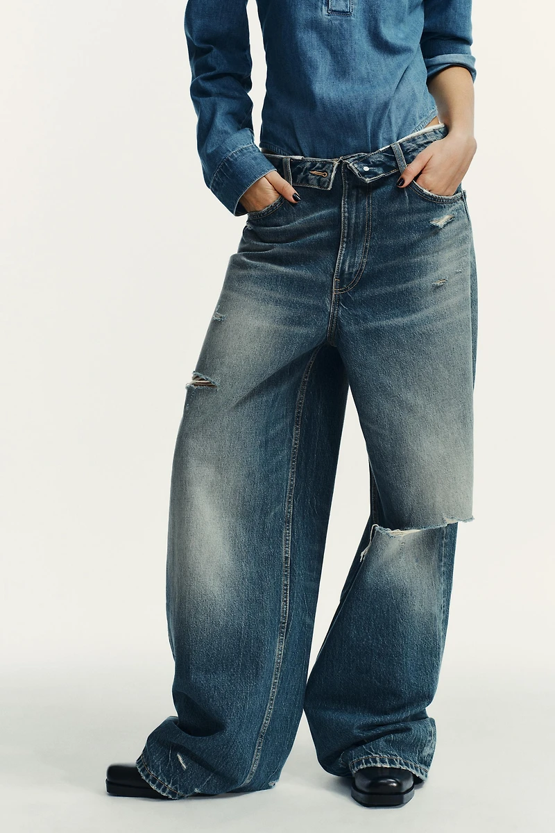 TRF MID-RISE FOLD-OVER WAISTBAND JEANS