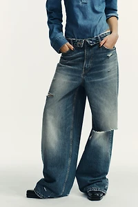 TRF MID-RISE FOLD-OVER WAISTBAND JEANS