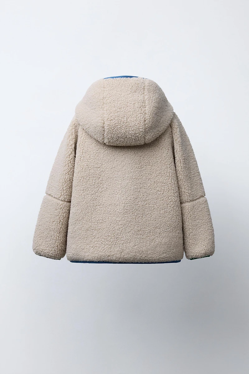 CONTRAST PIPING FLEECE HOODIE JACKET