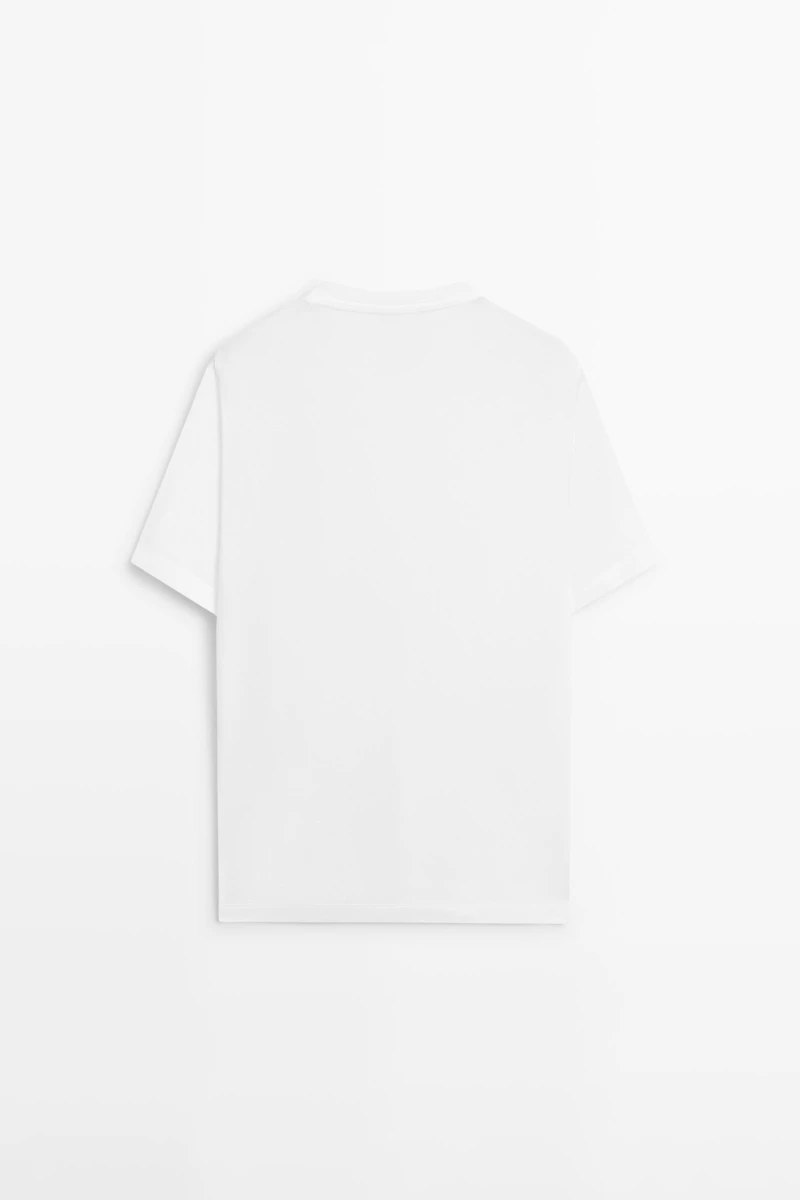 T-shirt col en V 100 % coton