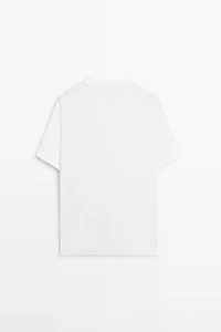 T-shirt col en V 100 % coton