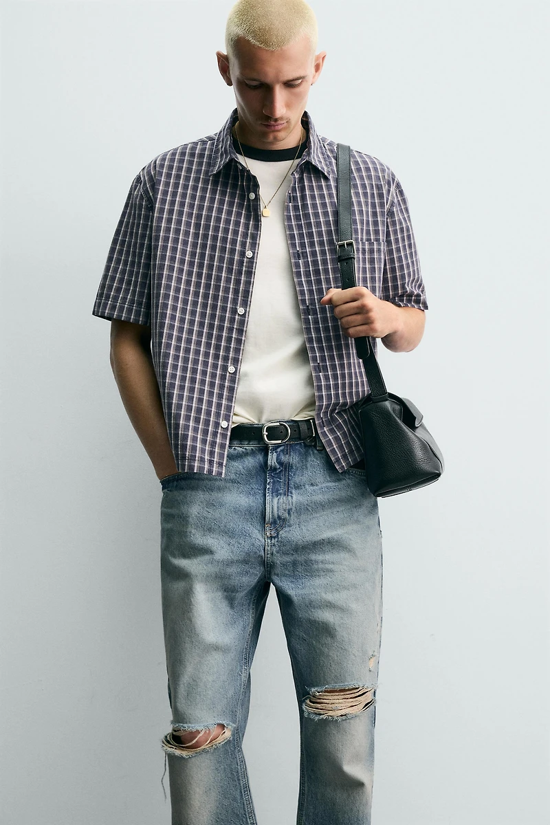RELAXED FIT PLAID SHIRT