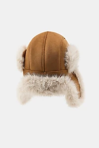 AVIATOR HAT WITH FAUX SUEDE AND FUR