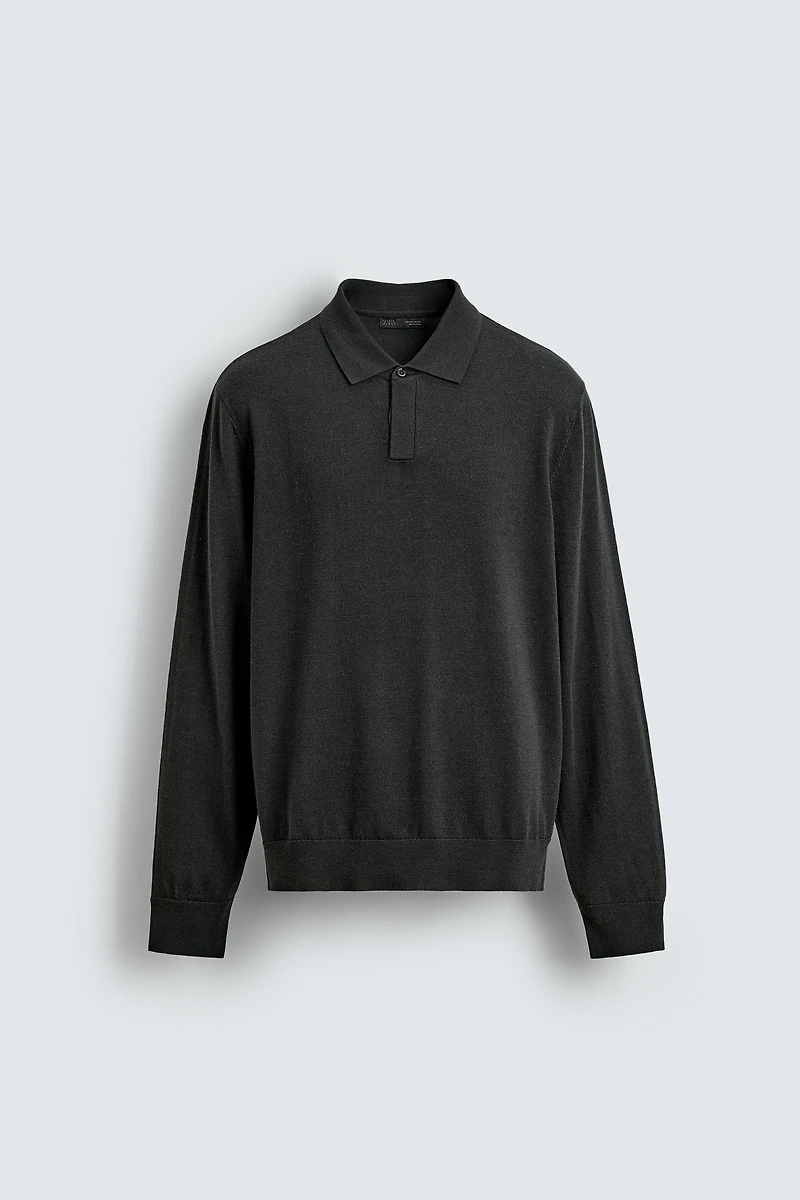100% WOOL KNIT POLO SHIRT