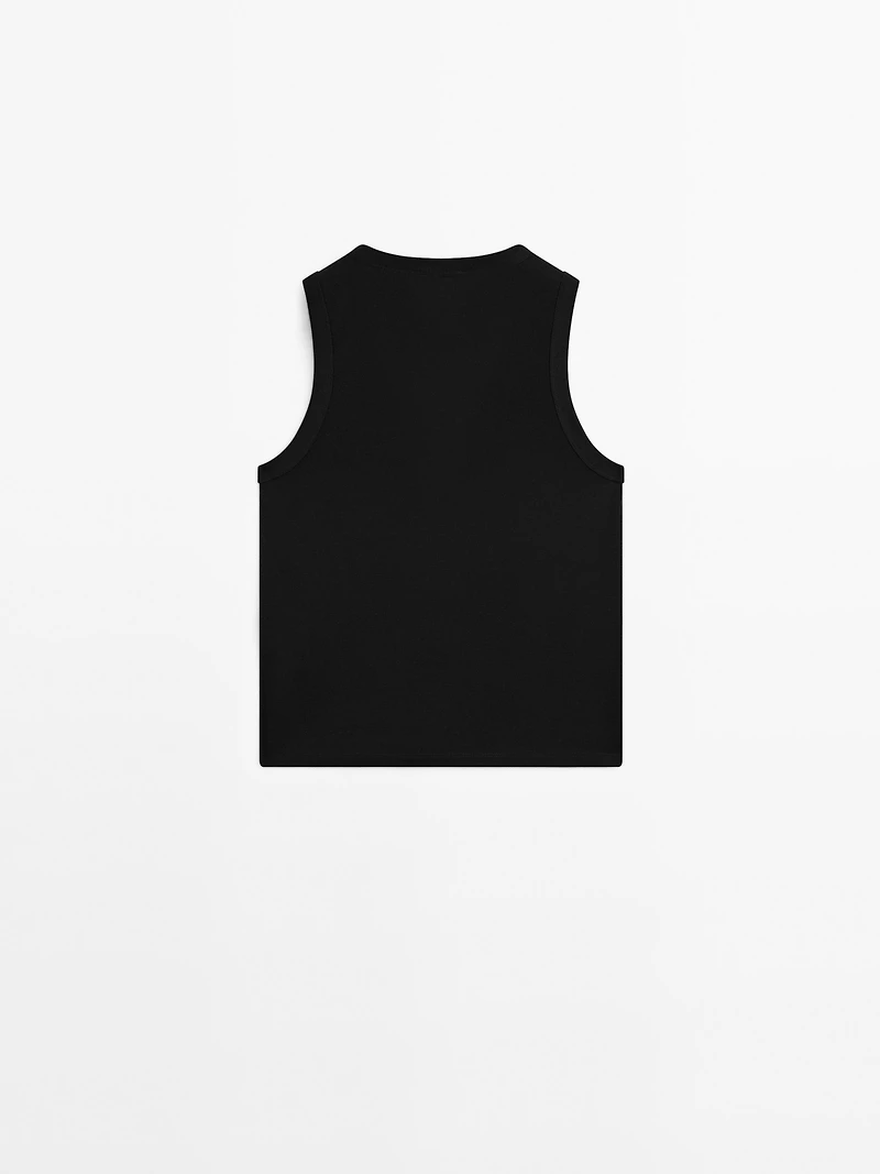 Mercerised cotton V-neck T-shirt