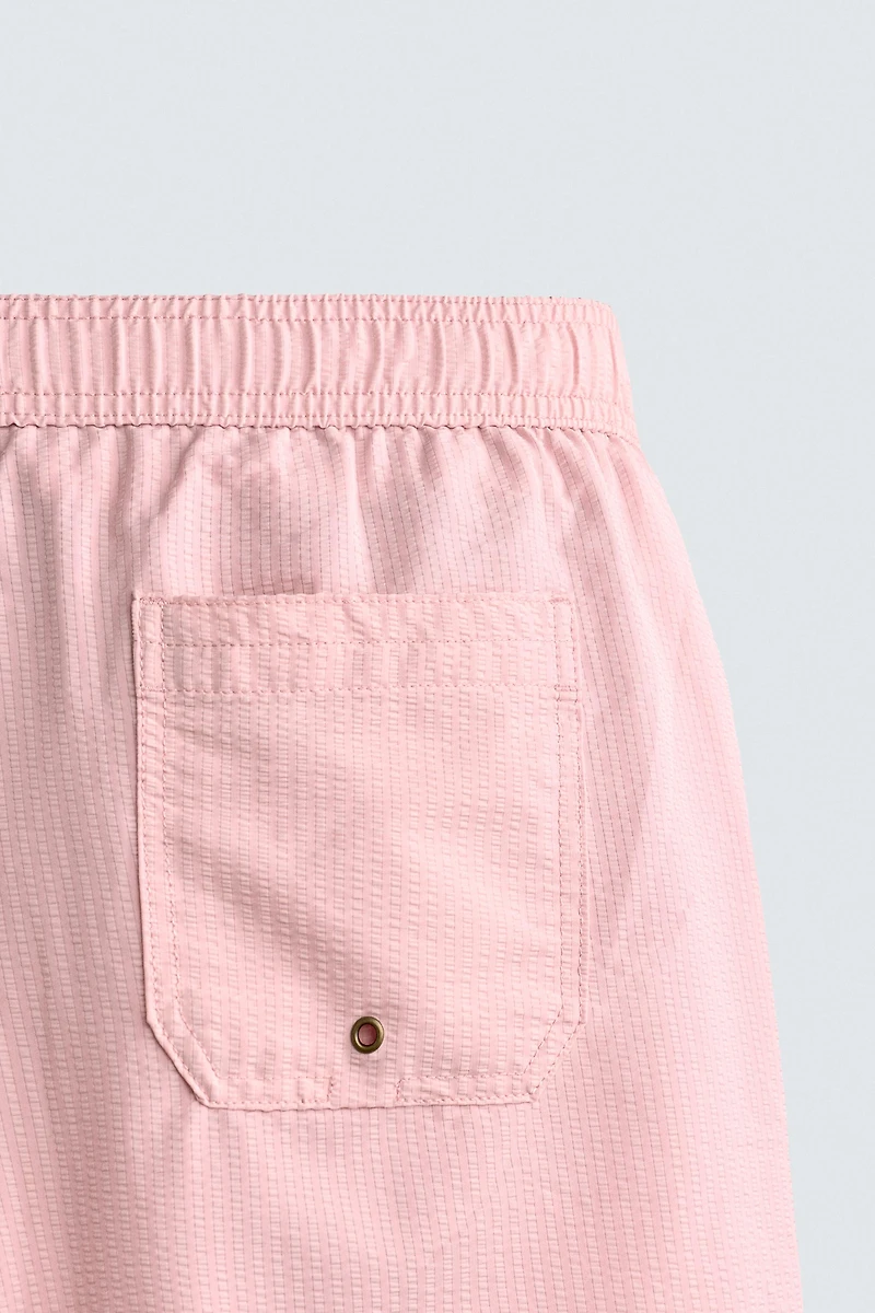 LONG SEERSUCKER SWIM SHORTS
