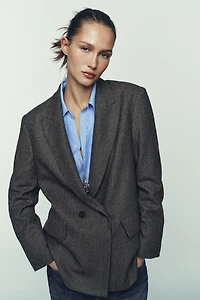 OVERSIZED PLAID DOUBLE-BREASTED WOOL BLAZER