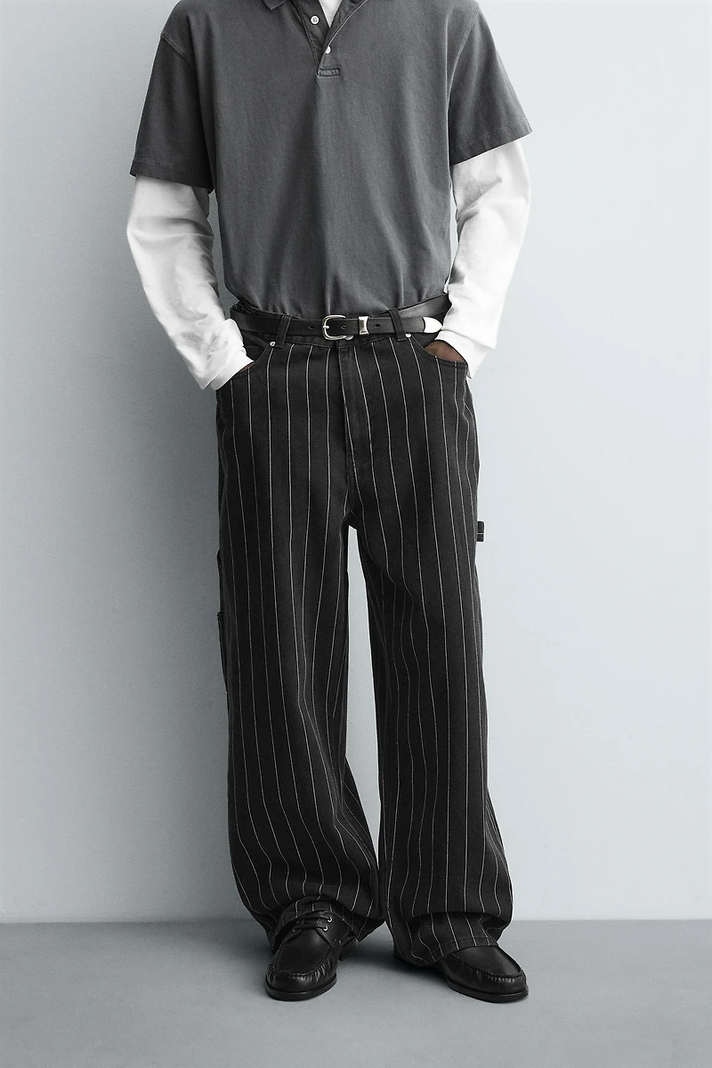 STRIPED BALLOON FIT PANTS