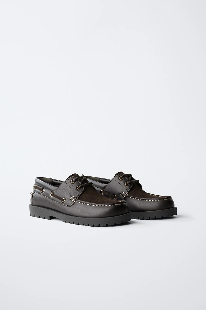 COMBINED LEATHER DECK SHOES