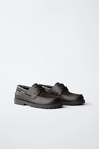 COMBINED LEATHER DECK SHOES