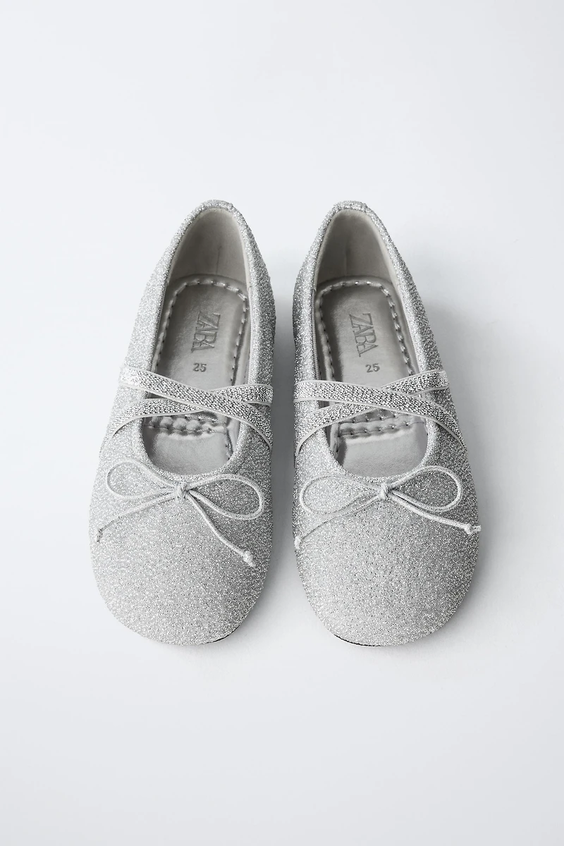 SILVER PARTY BALLET FLATS