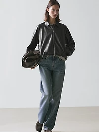 Oversize nappa leather jacket