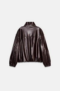 FAUX LEATHER BOMBER JACKET