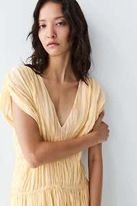 Flowing gathered midi dress
