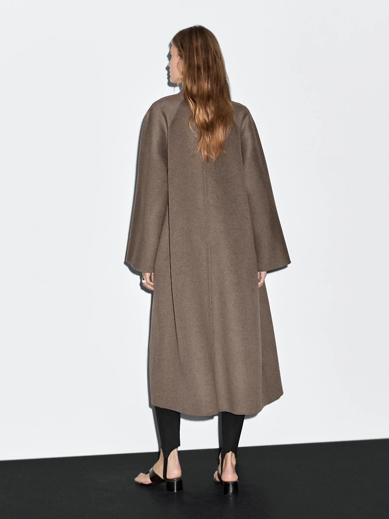 Manteau long ouvert en laine mélangée