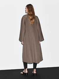 Manteau long ouvert en laine mélangée
