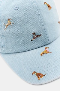 DENIM CAP WITH DOG EMBROIDERY