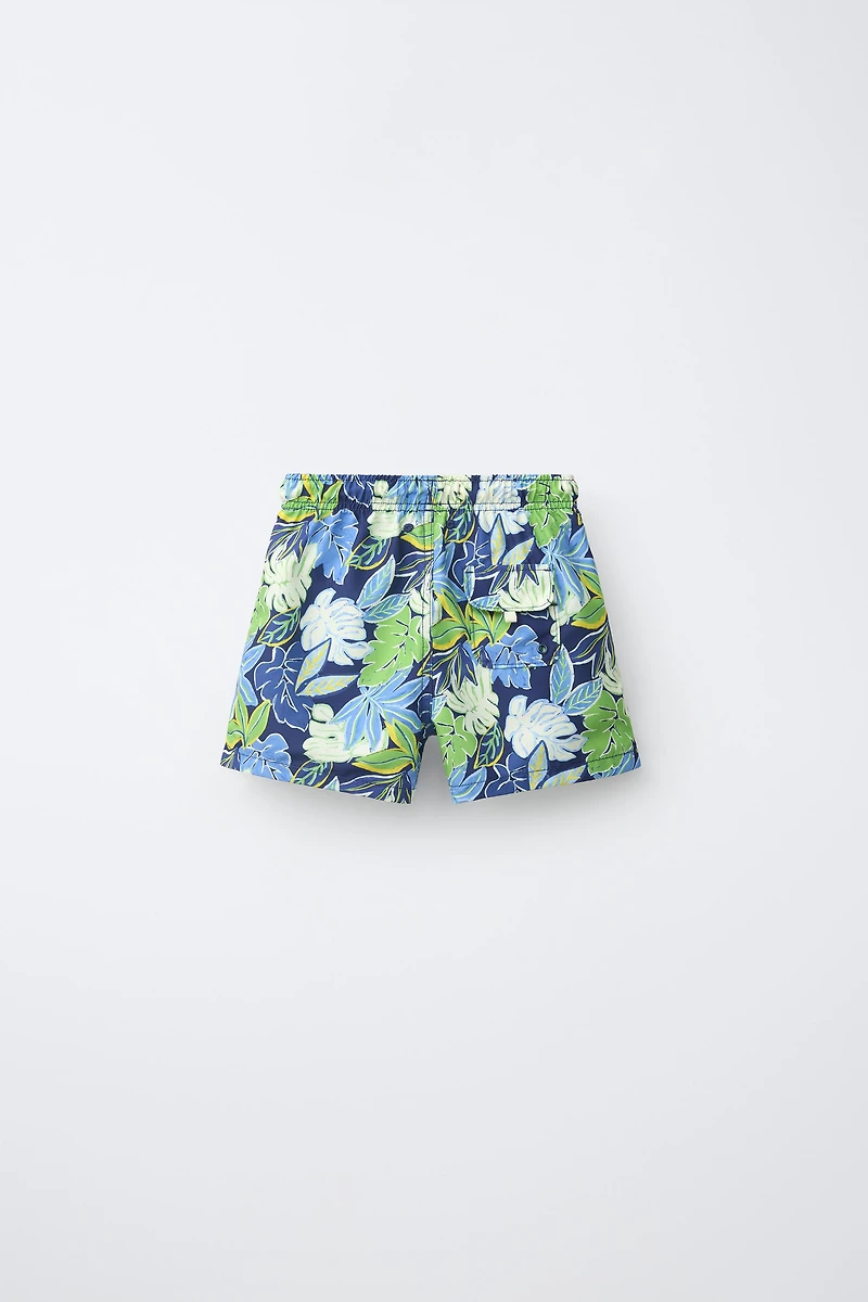 6-14 YEARS/ LEAF PRINT SWIM SHORTS