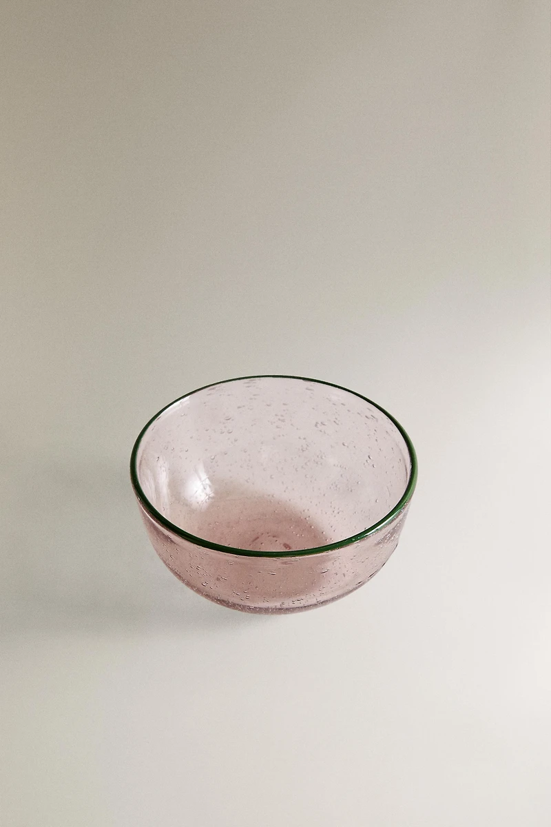 BUBBLE GLASS BOWL WITH RIM