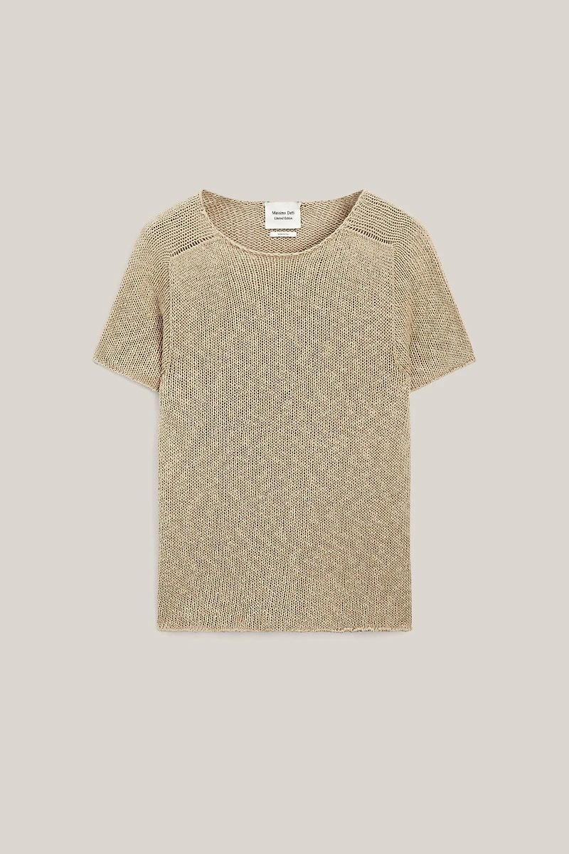 Textured short sleeve linen blend sweater - LIMITED EDITION