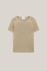 Textured short sleeve linen blend sweater - LIMITED EDITION