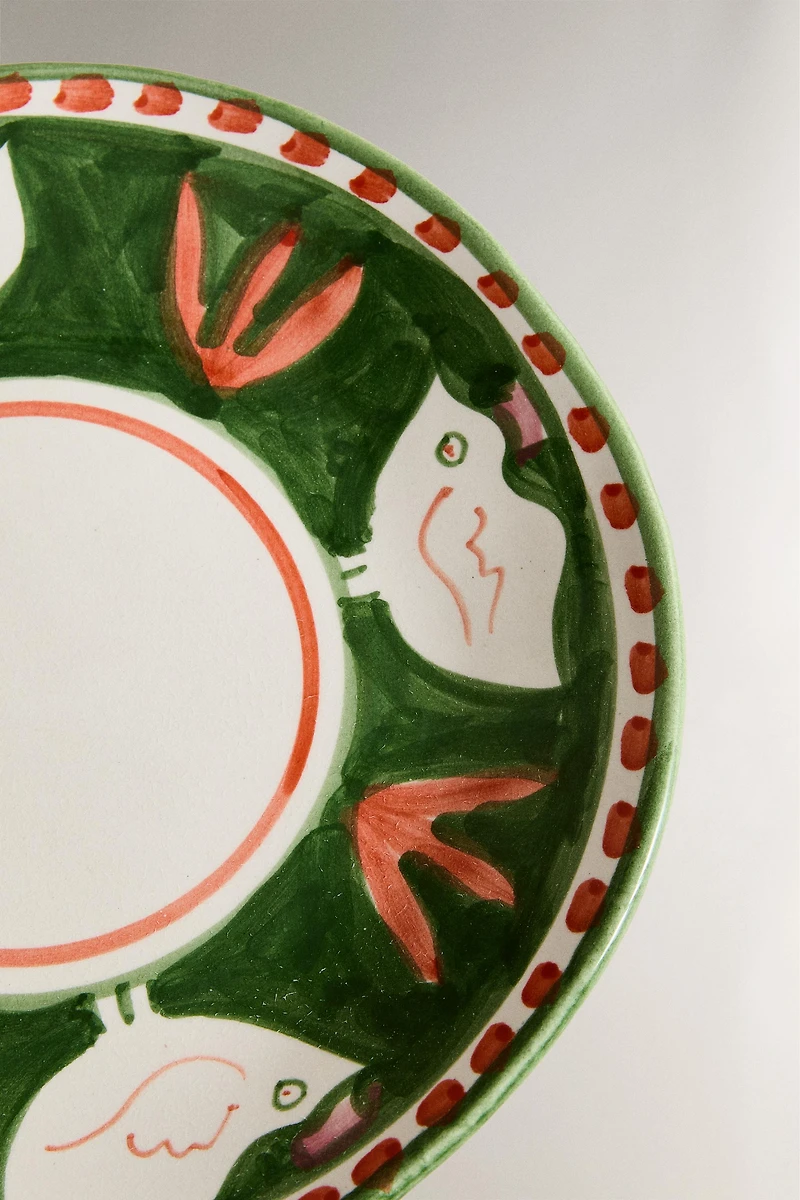 PAINTED CERAMIC DESSERT PLATE
